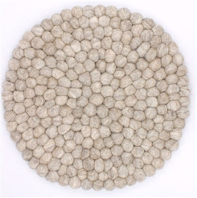 Wool Pom Chairpad/Trivet Dia13.60 NATURAL BEIGE - A - NATURAL BEIGE