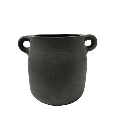Terracotta Vase Natural Black H 8.1" & Dia 6.7" - Black