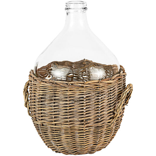 Clear Glass Damigiana with Grey Wicker Wrap