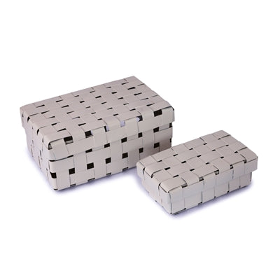 Woven Metal Storage Box Set of 2 - White