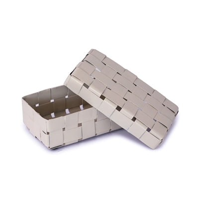 Woven Metal Storage Box Set of 2 - White