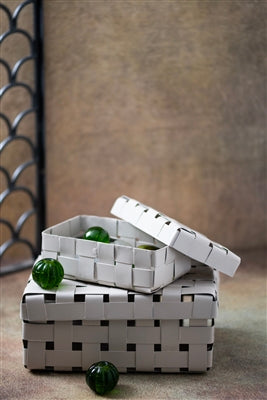 Woven Metal Storage Box Set of 2 - White