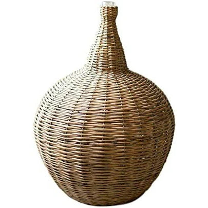 Wicker Vessel With Glass Neck