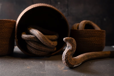 Snake Basket 1 Ivory Black Wash 9"x8"x4"- A - Ivory Black Wash