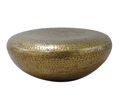 Hammered Textured Round Coffee Table Brass Antique- ST - Brass Antique - Brass Antique