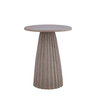 Beige Aluminum Side Table w/Chisel Texture Base Dia 15.8”- A - Beige