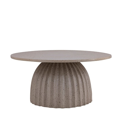 Beige Aluminum Coffee Table w/Chisel Texture Base Dia 23.5”-ST - Beige