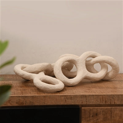 Paper Mache Chain Dia 6" & H 2.8" - OFF-WHITE