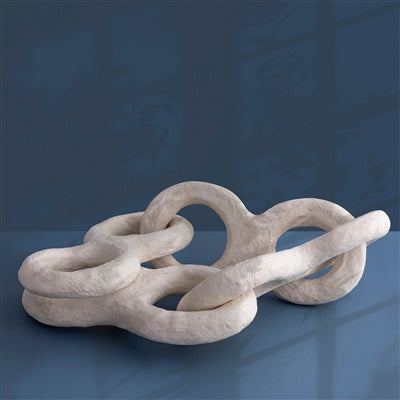 Paper Mache Chain Dia 6" & H 2.8" - OFF-WHITE