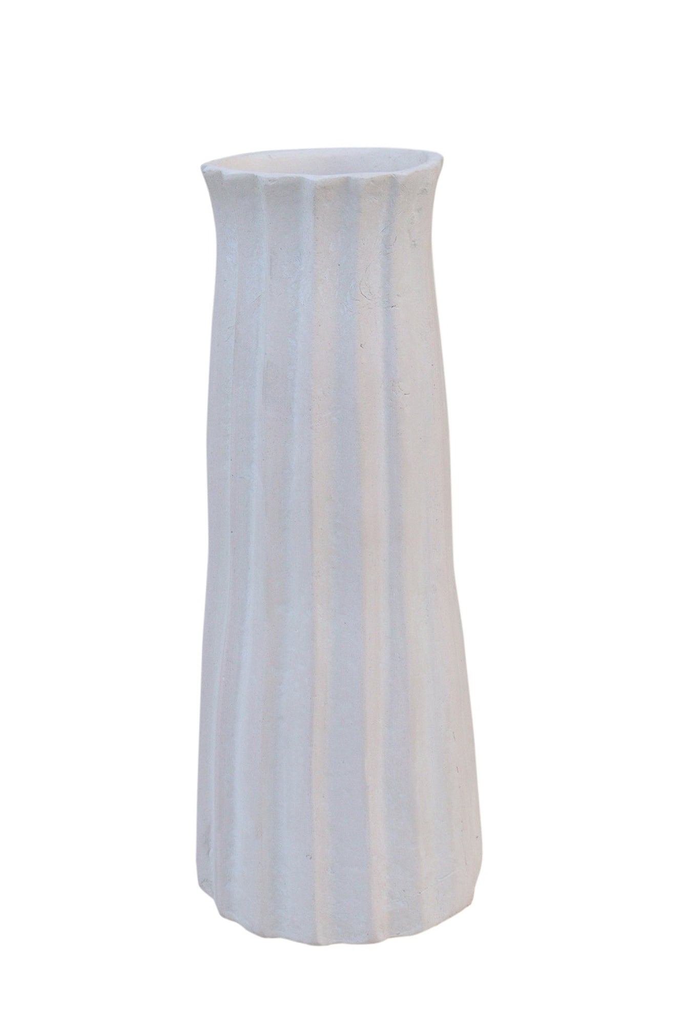 Paper Mache Vase Dia 5.91” - NATURAL WHITE