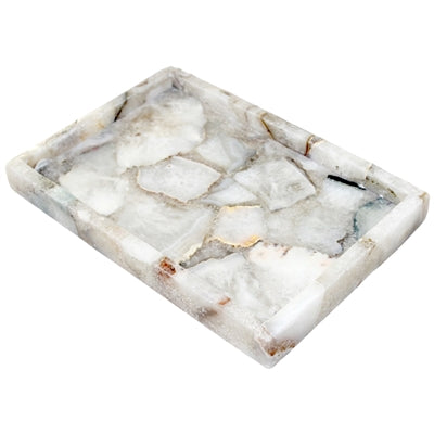 Lg. White Agate Tank Tray - White