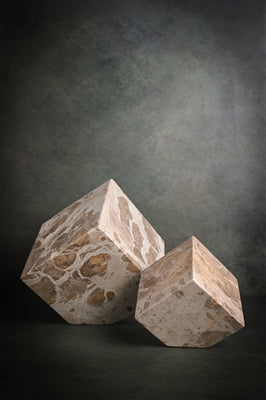 Butterscotch Marble Cube Object Lg. - Grey
