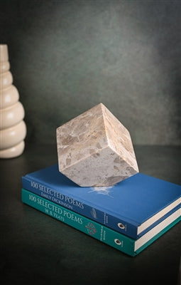 Butterscotch Marble Cube Object Sm. - Grey