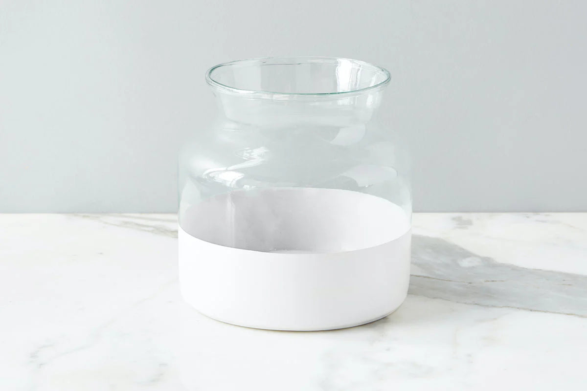 White Colorblock Flower Vase
