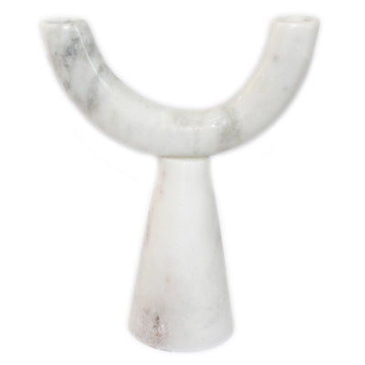 White Marble Pillar Candle Holder - White