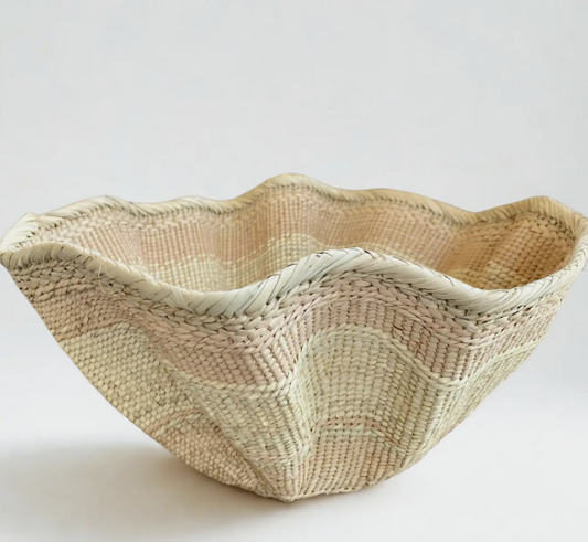 Dramatic Rippled Palm Leaf Dancing Basket - Large