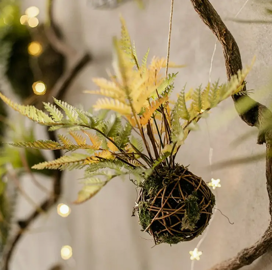Autumn Color Artificial Fern Ball Plant - Small