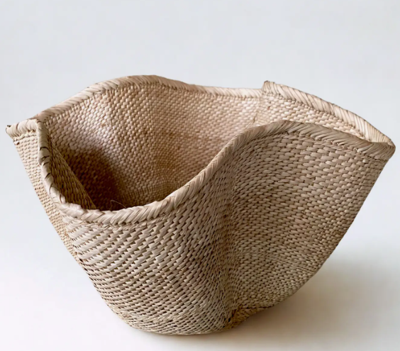 Wavy Palm Leaf Dancing Basket - Small