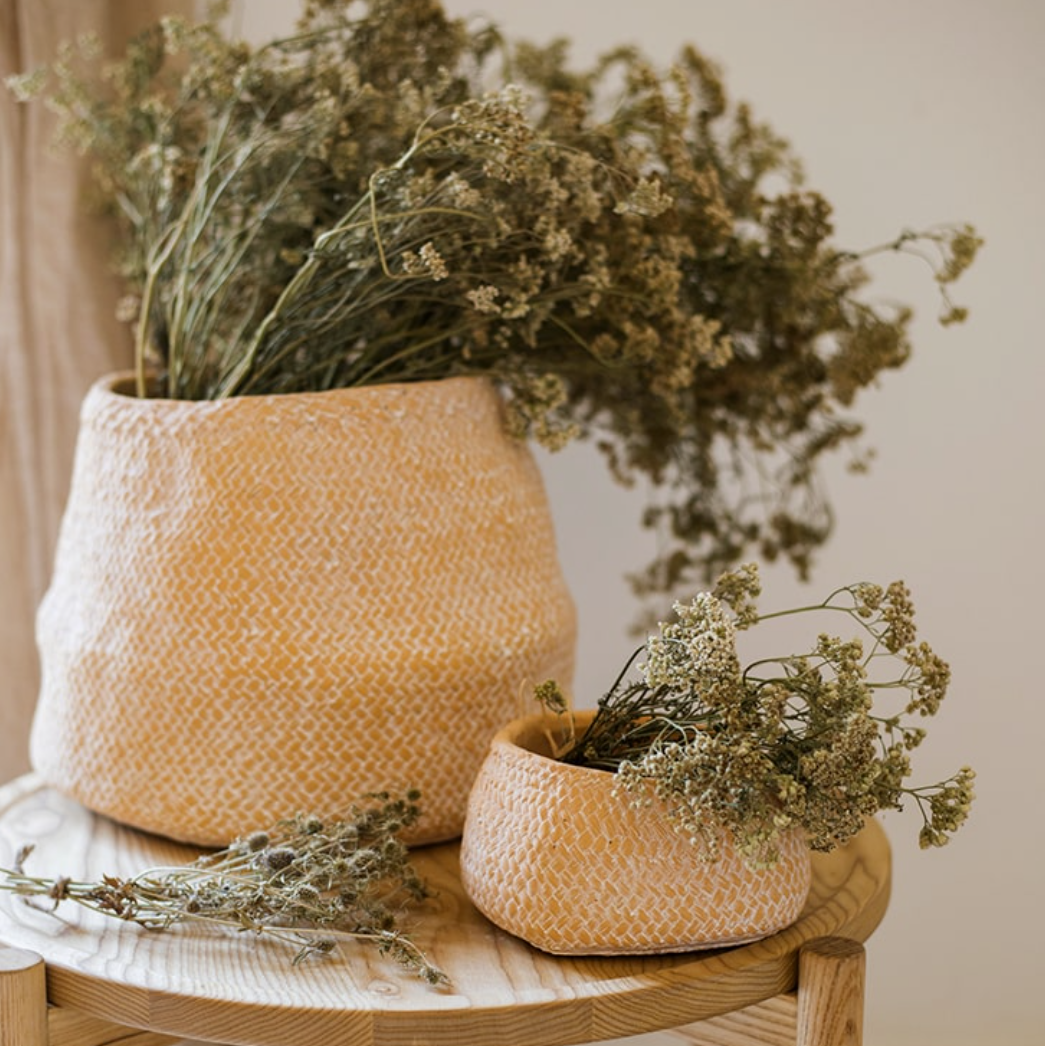 Cement Weaving Pattern Plants Container or Planter - Small