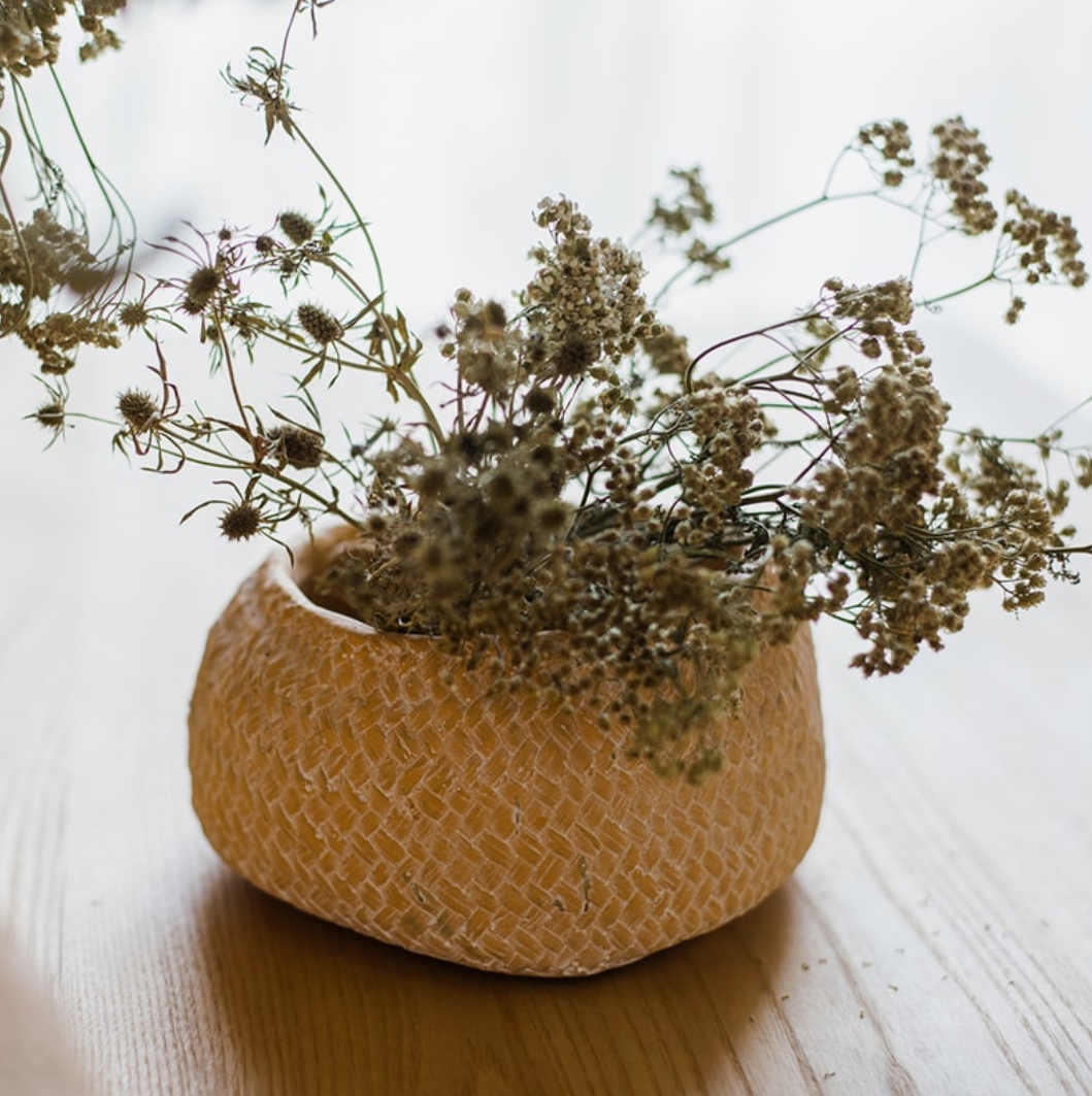 Cement Weaving Pattern Plants Container or Planter - Small