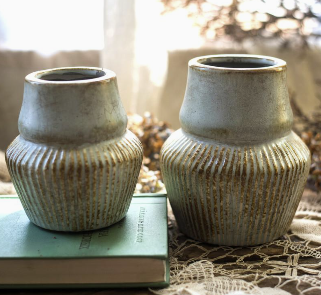 Light Blue Underglazed Ceramic Vase - Small