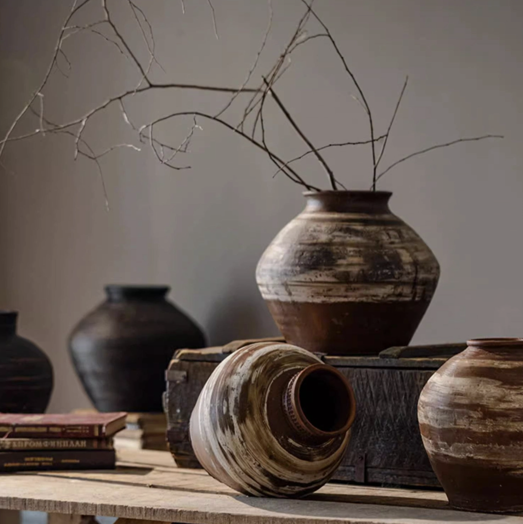 Vintage Wabi-Sabi Style Ceramic Jar - Style D