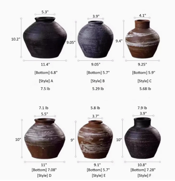 Vintage Wabi-Sabi Style Ceramic Jar -Style F