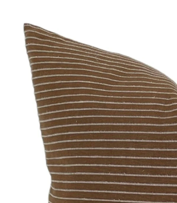 Designer "Whittier" Chiangmai Woven Brown Stripe Pillow Cover