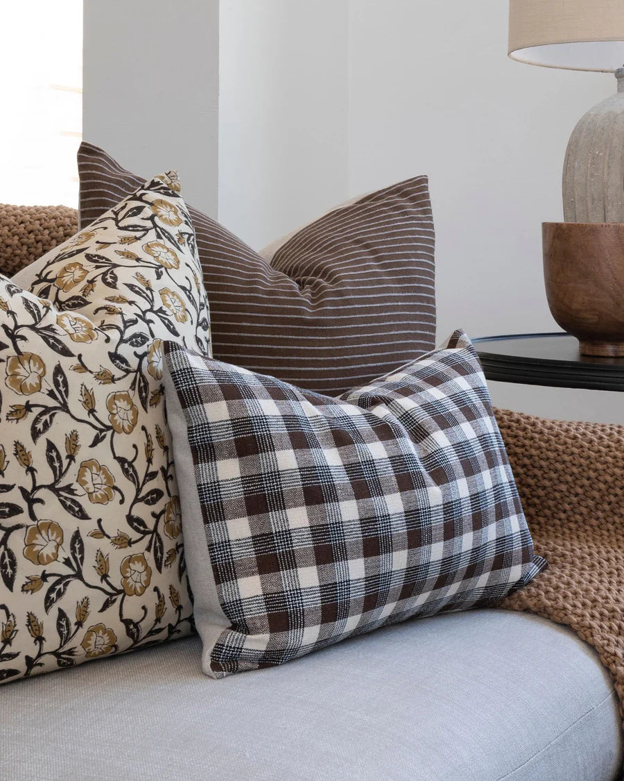Designer "Whittier" Chiangmai Woven Brown Stripe Pillow Cover