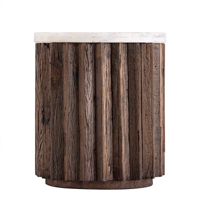 Natural Wood Side Table Dia 15” - Natural