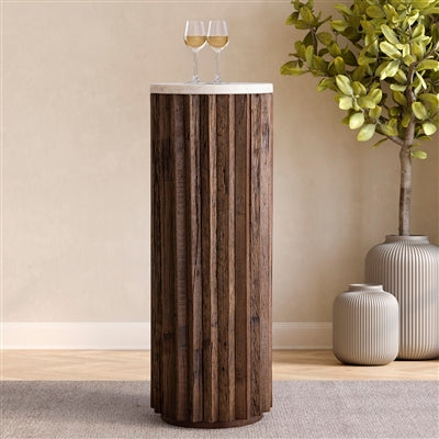 Natural Wood Pedestal Table H 42” - Natural