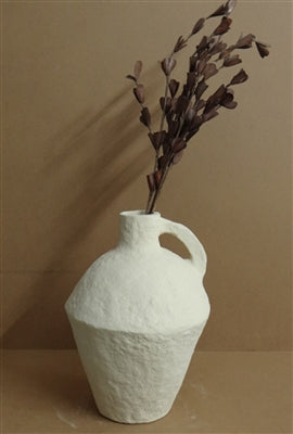 Paper Mache Vase Dia 18” Off-White