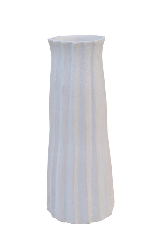 Paper Mache Vase Dia 5.91” - NATURAL WHITE