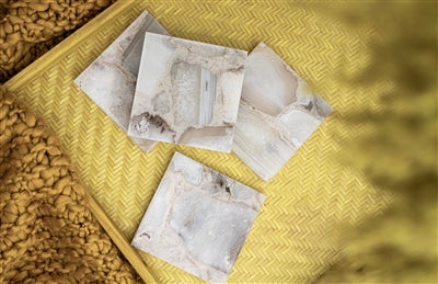 Set of 4 White Agate Coasters - White