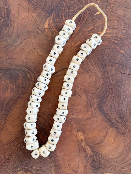 Bone Beads White & Black Dots