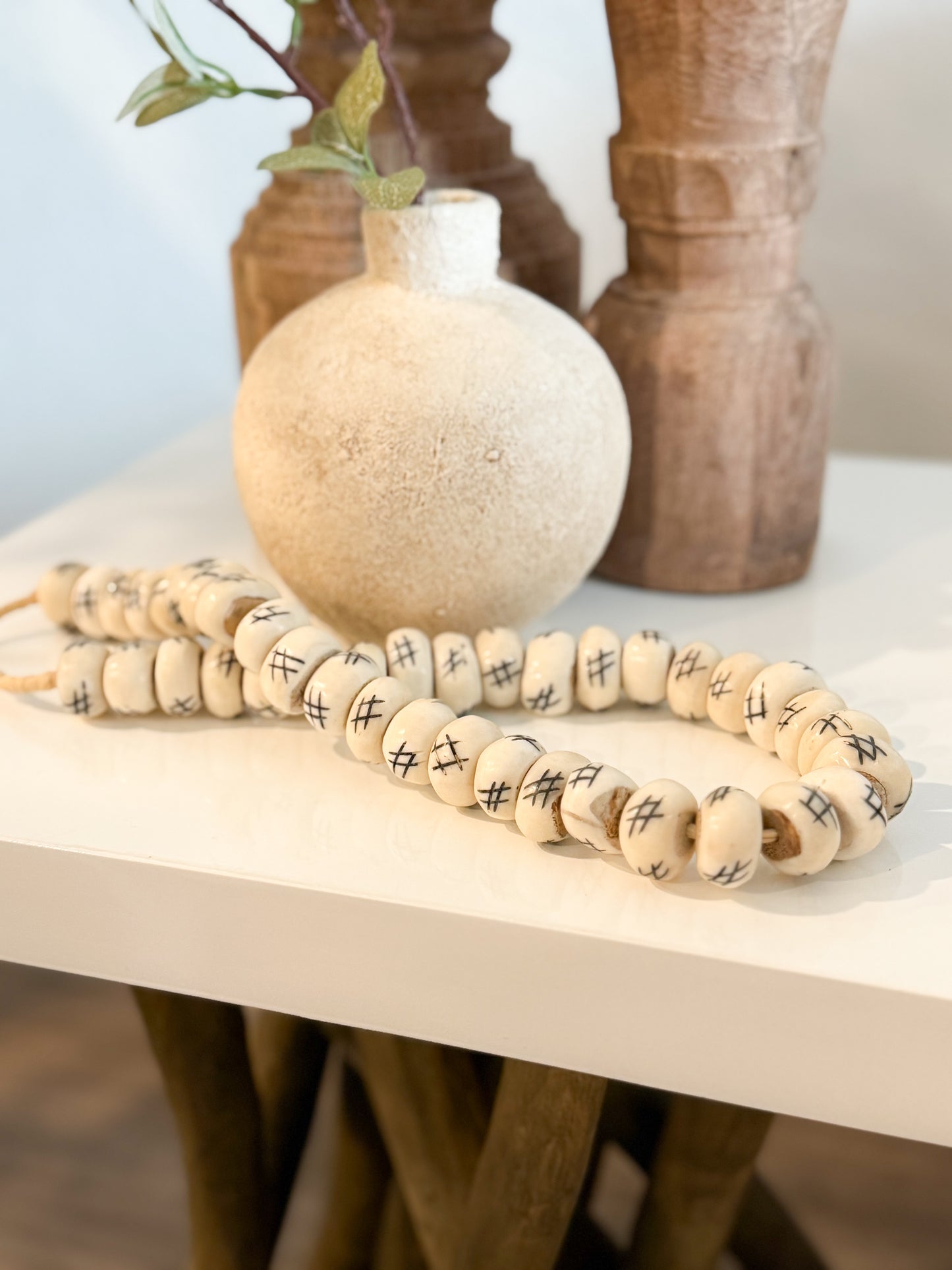 Bone Bead Decor (Creamy White & Blue)
