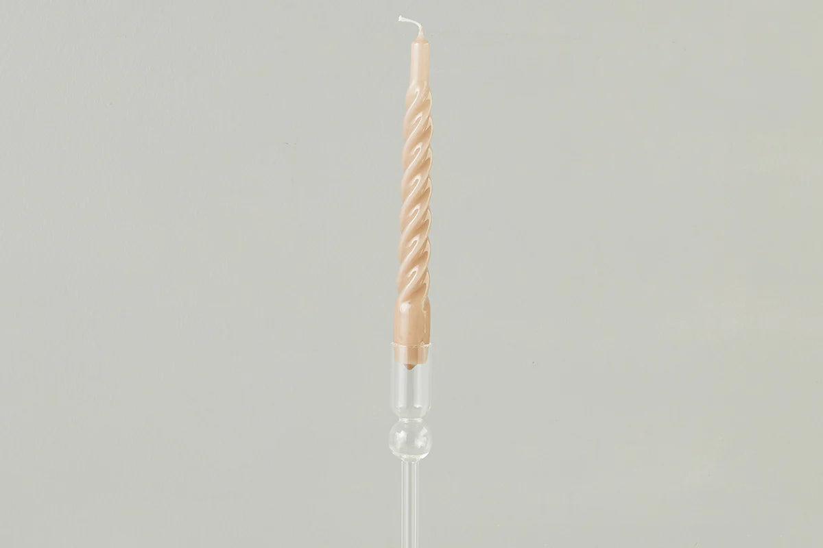 Taupe Twisted Taper Candles, Set of 6