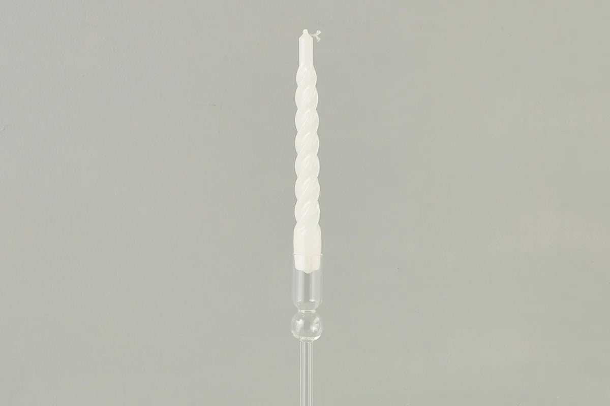 White Twisted Taper Candles, Set of 6