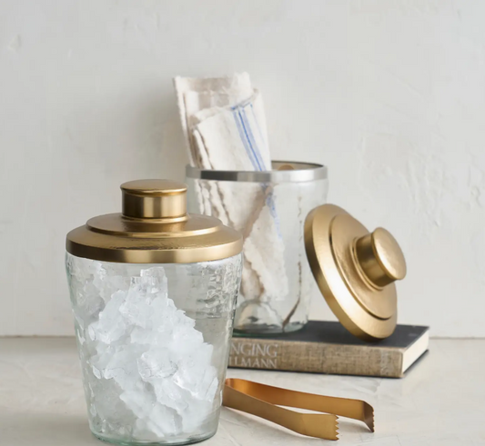 Pebbled Ice Bucket & Tongs Set
