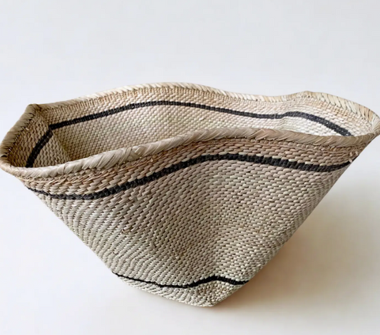 Striped and Waved Palm Leaf Dancing Basket