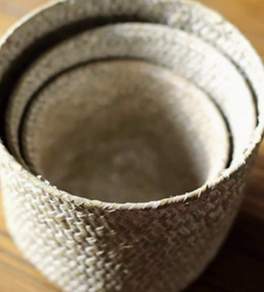 Natural Woven Round Storage Basket - Medium