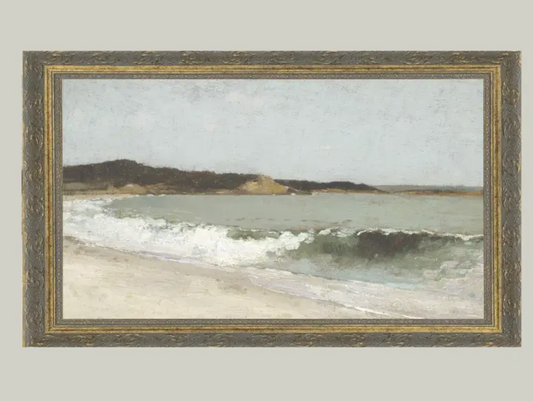 Beach Landscape Framed Antique Art 30X16