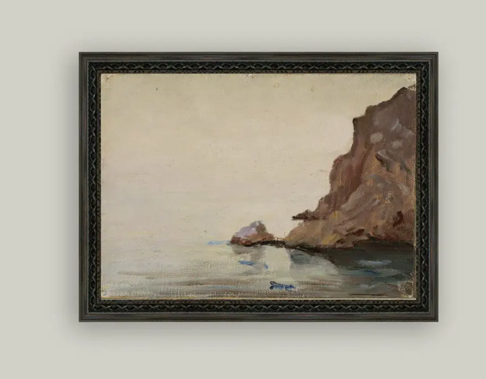 Ocean Cliffs Framed Antique Art 10x8