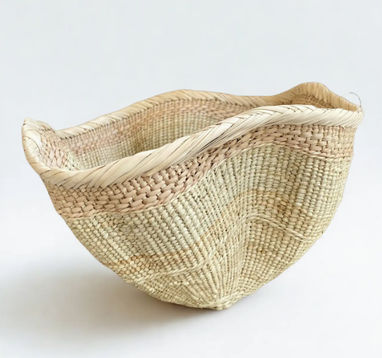 Dramatic Rippled Palm Leaf Dancing Basket - Large
