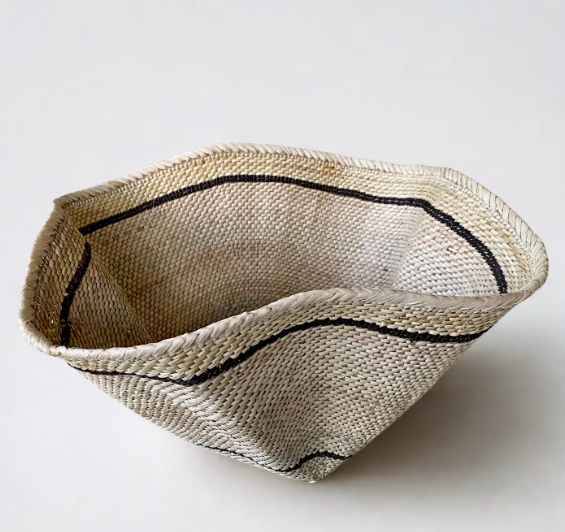 Striped and Waved Palm Leaf Dancing Basket